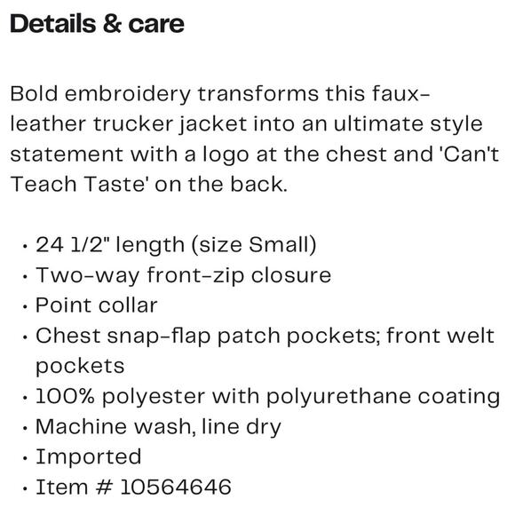 NWOT Diet Starts Monday Can’t Teach Taste Faux Leather Trucker Jacket Size L - Picture 5 of 11